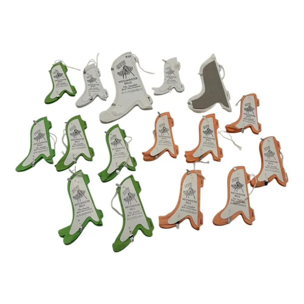 Lot of 16 Vintage Beistle Westminster Paper Bells Honeycomb White‎ Orange Green